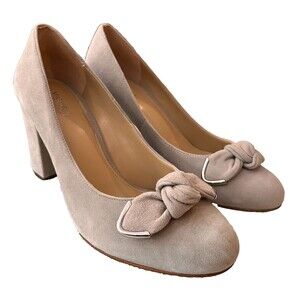 Michael Kors Liza Suede Block Pumps Heels Silver Gray Size 6.5  Shoes Womens